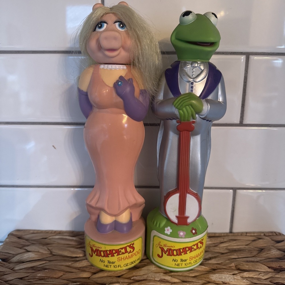 Vintage Jim Henson 1988 Kermit and Miss Piggy Shampoo